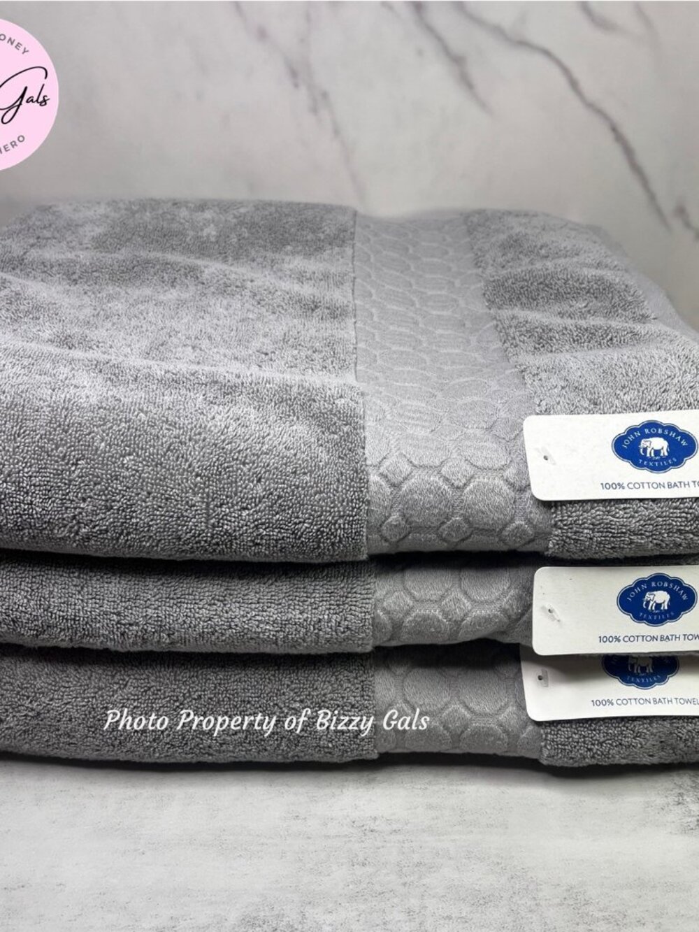 John Robshaw 3 Gray Bath Towels Set